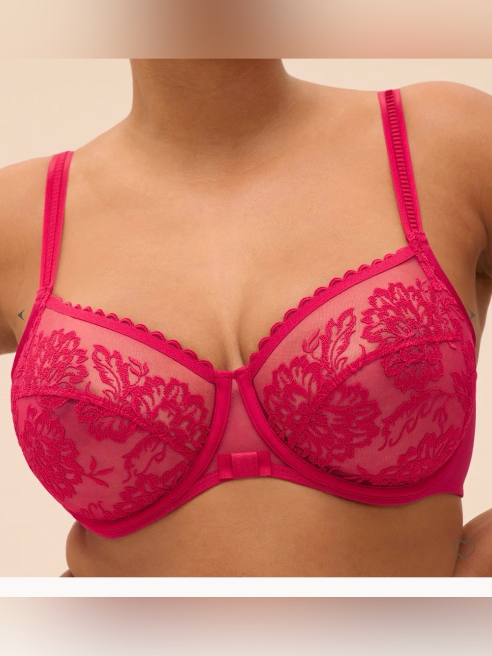 NWT Simone Perele Embroidered Lace Romance Underwire Full Cup Bra Size 38DDD